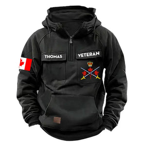 Personalized Canadian Veteran Branch Logo Canada Flag American Retro Hooded Sweatshirt Pritned QTKH241469