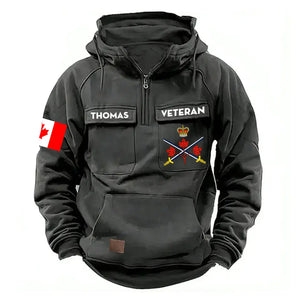 Personalized Canadian Veteran Branch Logo Canada Flag American Retro Hooded Sweatshirt Pritned QTKH241469