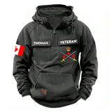 Personalized Canadian Veteran Branch Logo Canada Flag American Retro Hooded Sweatshirt Pritned QTKH241469