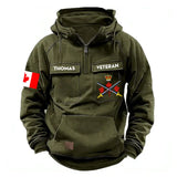 Personalized Canadian Veteran Branch Logo Canada Flag American Retro Hooded Sweatshirt Pritned QTKH241469