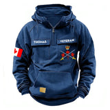 Personalized Canadian Veteran Branch Logo Canada Flag American Retro Hooded Sweatshirt Pritned QTKH241469