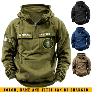 Personalized US Veteran Logo US Flag Custom Name American Retro Hooded Sweatshirt Printed QTKH241469