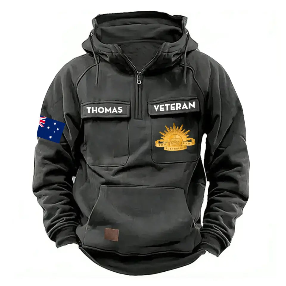 Personalized Australian Veteran Branch Logo Canada Flag American Retro Hooded Sweatshirt Pritned QTKH241469