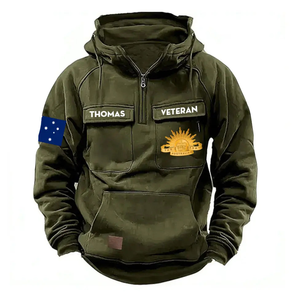Personalized Australian Veteran Branch Logo Canada Flag American Retro Hooded Sweatshirt Pritned QTKH241469