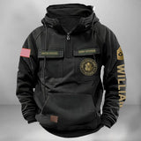 Personalized US Veteran Logo Custom Rank & Name American Retro Hooded Sweatshirt Printed KVH241475
