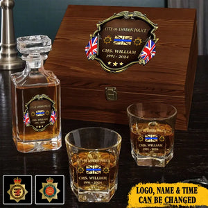 Personalized UK Police Department Custom Name, Rank & Time Decanter Set With Glasses Printed AHVA241495