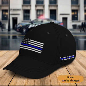 Personalized US Police Blueline Custom Name Cap 2D Printed QTKH241496