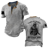 Personalized I Can't Go To Hell The Devil Still Has A Restraining Order Against Me Australian Veteran Lapel Button Men's Short Sleeves Neck Short Sleeve Button T shirt Printed AHVA241490