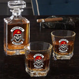 Personalized Australian Veteran Skull Logo Custom Name & Time Decanter Set With Glasses Printed AHVA241491