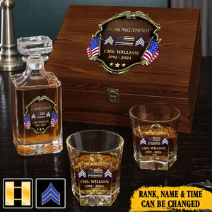 Personalized US Police Department Custom Name, Rank & Time Decanter Set With Glasses Printed AHVA241495