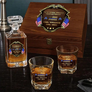 Personalized US Police Department Custom Name, Rank & Time Decanter Set With Glasses Printed AHVA241495