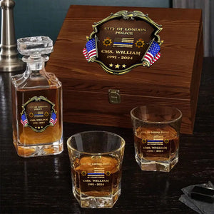 Personalized UK Police Department Custom Name, Rank & Time Decanter Set With Glasses Printed AHVA241495