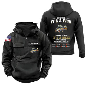 Personalized Sometimes It's A Fish Other Times It's A Buzz But I Always Catch Something US Flag American Retro Hooded Sweatshirt Printed HN241505