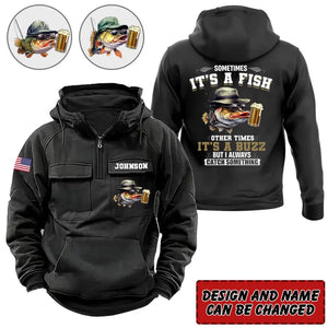 Personalized Sometimes It's A Fish Other Times It's A Buzz But I Always Catch Something US Flag American Retro Hooded Sweatshirt Printed HN241505