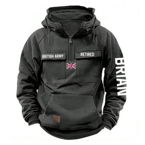 Personalized UK Army Veteran Custom Name France Flag American Retro Hooded Sweatshirt Printed QTVA241509