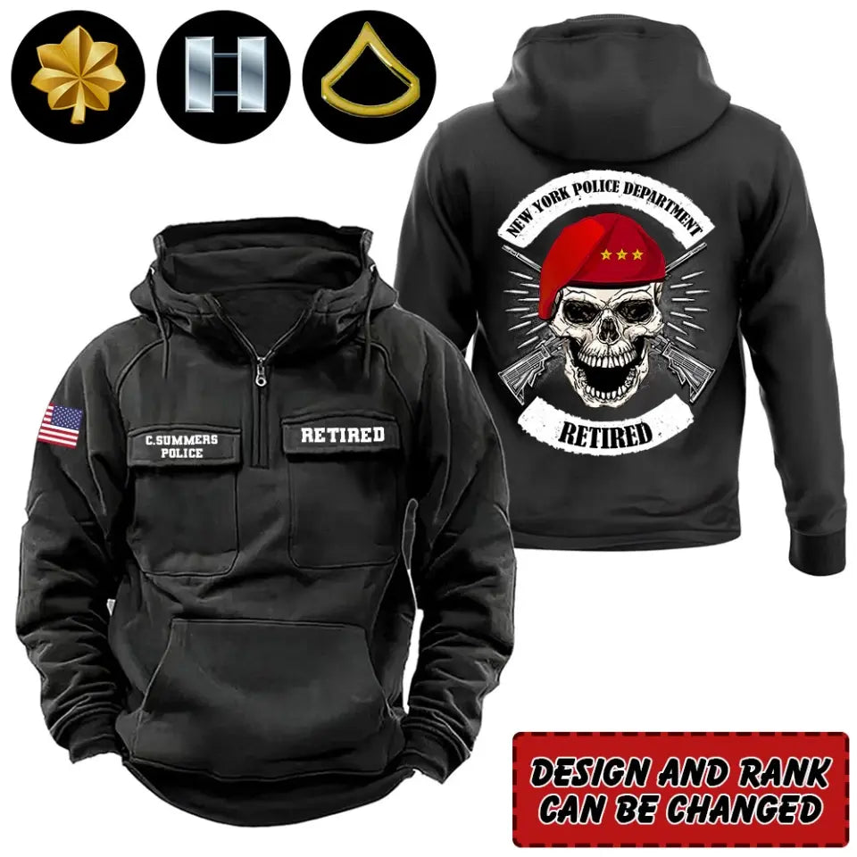 Personalized US Police Branch Logo Custom Name American Retro Hooded Sweatshirt Printed HN241510