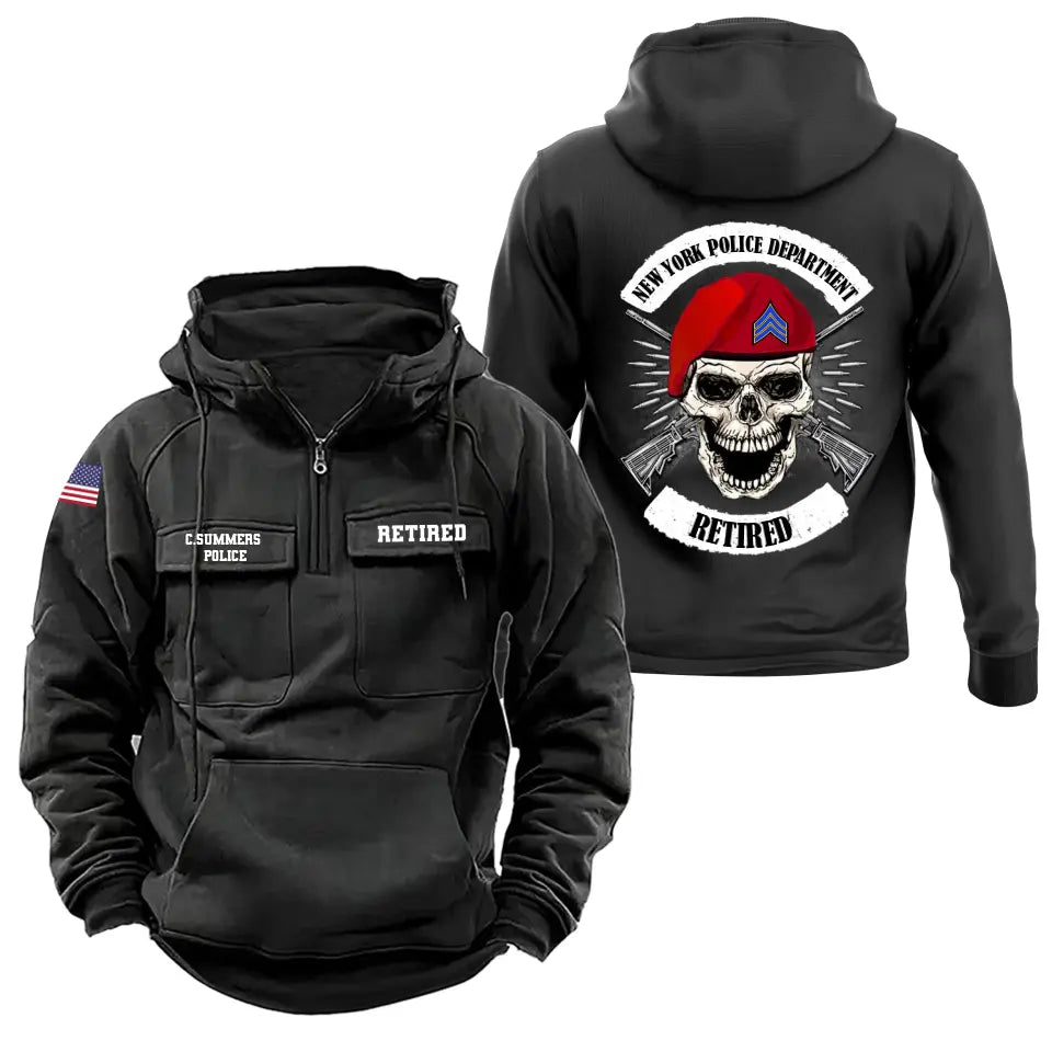 Personalized US Police Branch Logo Custom Name American Retro Hooded Sweatshirt Printed HN241510
