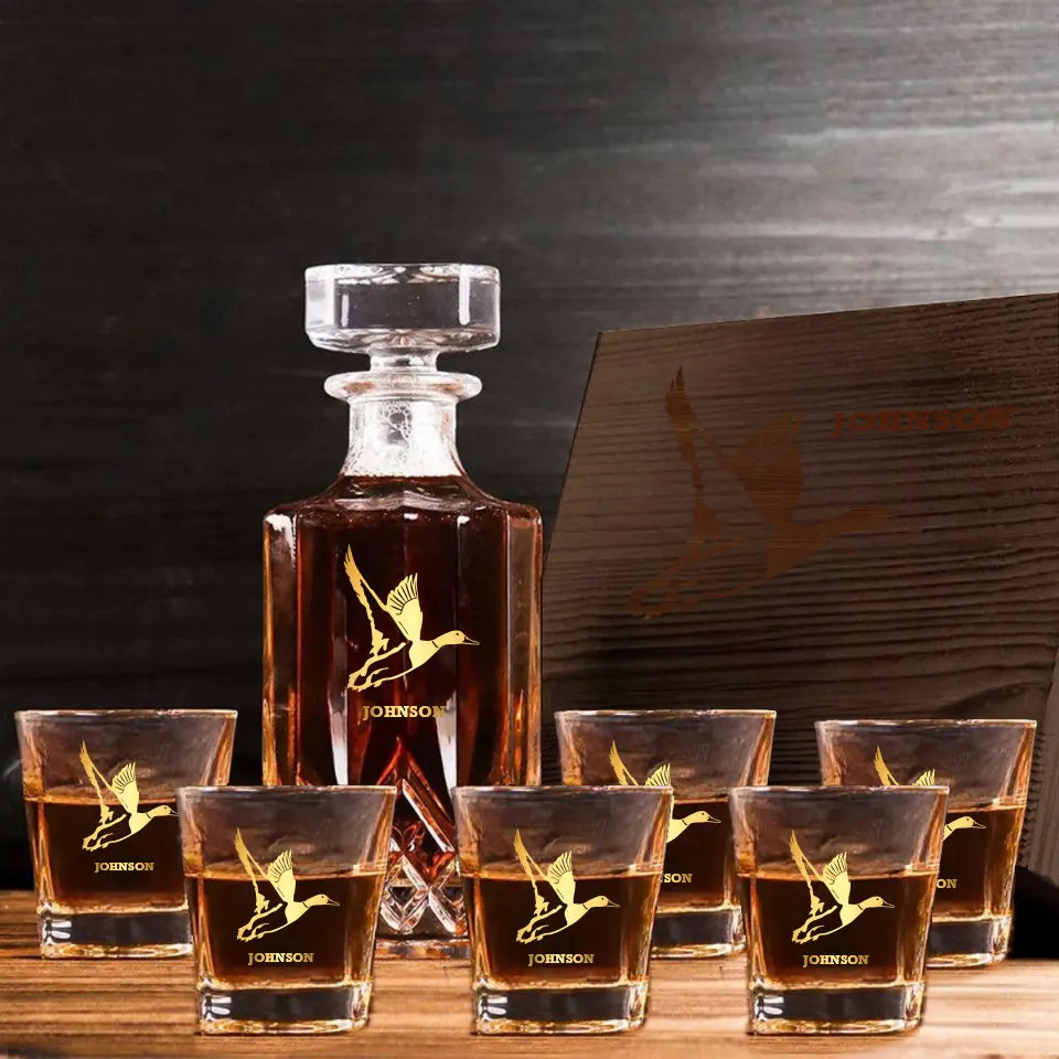 Personalized Duck Hunting Goose Hunting Custom Name Decanter Set With Glasses Printed VQ241512
