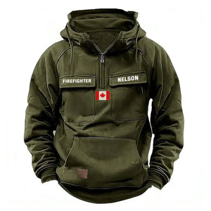 Personalized Canadian Flag UK Firefighter Custom Name American Retro Hooded Sweatshirt Printed QTKH241514
