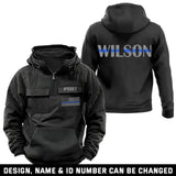 Personalized US Police ID Number & Name Blue Line American Retro Hooded Sweatshirt Printed VQ241520