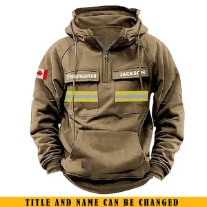 Personalized Canadian Firefighter Canada Flag American Retro Hooded Sweatshirt Printed QTKH241519