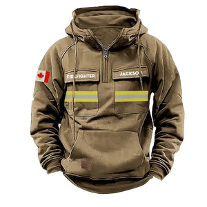 Personalized Canadian Firefighter Canada Flag American Retro Hooded Sweatshirt Printed QTKH241519