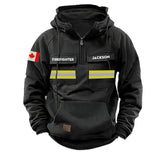 Personalized Canadian Firefighter Canada Flag American Retro Hooded Sweatshirt Printed QTKH241519