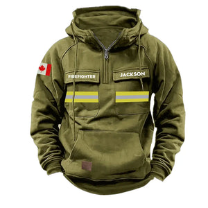 Personalized Canadian Firefighter Canada Flag American Retro Hooded Sweatshirt Printed QTKH241519