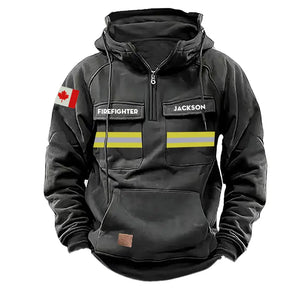 Personalized Canadian Firefighter Canada Flag American Retro Hooded Sweatshirt Printed QTKH241519