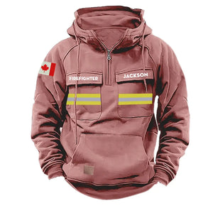 Personalized Canadian Firefighter Canada Flag American Retro Hooded Sweatshirt Printed QTKH241519
