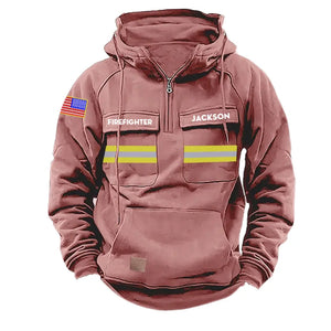 Personalized US Firefighter Canada Flag American Retro Hooded Sweatshirt Printed QTKH241519