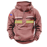 Personalized US Firefighter Canada Flag American Retro Hooded Sweatshirt Printed QTKH241519
