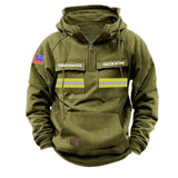 Personalized US Firefighter Canada Flag American Retro Hooded Sweatshirt Printed QTKH241519