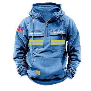 Personalized US Firefighter Canada Flag American Retro Hooded Sweatshirt Printed QTKH241519
