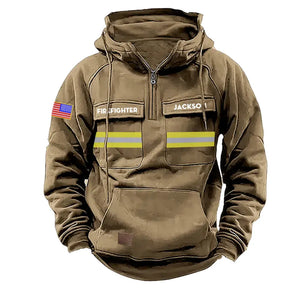 Personalized US Firefighter Canada Flag American Retro Hooded Sweatshirt Printed QTKH241519