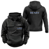 Personalized US Police ID Number & Name Blue Line American Retro Hooded Sweatshirt Printed VQ241520