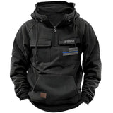 Personalized US Police ID Number & Name Blue Line American Retro Hooded Sweatshirt Printed VQ241520
