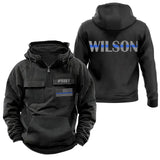 Personalized US Police ID Number & Name Blue Line American Retro Hooded Sweatshirt Printed VQ241520