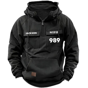 Personalized US Police Department Custom ID & Name Blue Line American Retro Hooded Sweatshirt Printed KVH241522