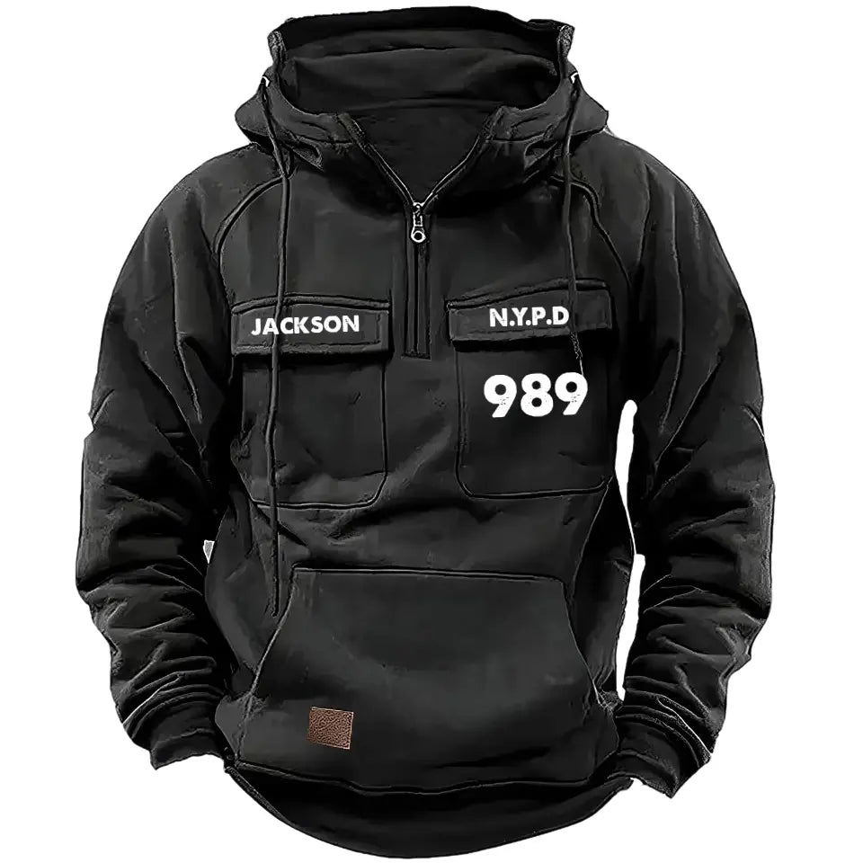 Personalized US Police Department Custom ID & Name Blue Line American Retro Hooded Sweatshirt Printed KVH241522