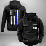 Personalized US Police Department Custom ID & Name Blue Line American Retro Hooded Sweatshirt Printed KVH241522