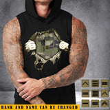 Personalized French Veteran Rank Camo Custom Name Sleeveless Men's Hooded Sweatshirt Printed KVH241532