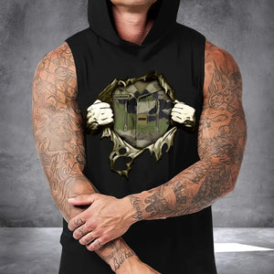 Personalized French Veteran Rank Camo Custom Name Sleeveless Men's Hooded Sweatshirt Printed KVH241532