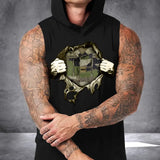 Personalized French Veteran Rank Camo Custom Name Sleeveless Men's Hooded Sweatshirt Printed KVH241532