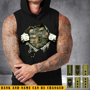 Personalized Norwegian Veteran Rank Camo Custom Name Sleeveless Men's Hooded Sweatshirt Printed KVH241532