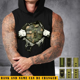 Personalized Norwegian Veteran Rank Camo Custom Name Sleeveless Men's Hooded Sweatshirt Printed KVH241532