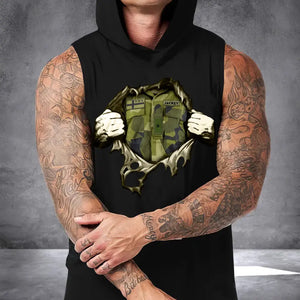 Personalized Swedish Veteran Rank Camo Custom Name Sleeveless Men's Hooded Sweatshirt Printed KVH241532