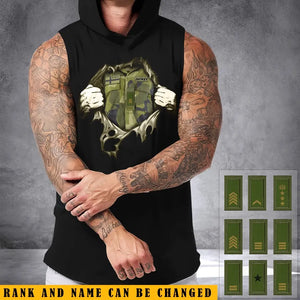 Personalized Swedish Veteran Rank Camo Custom Name Sleeveless Men's Hooded Sweatshirt Printed KVH241532