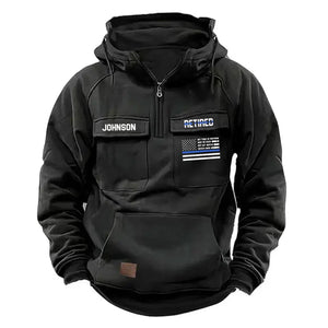 Personalized US Flag Retired US Police Blue Line Custom Name American Retro Hooded Sweatshirt Printed QTVQ241541
