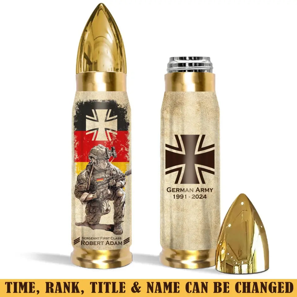 Personalized German Army Veteran Custom Rank & Name Bullet Tumbler Printed AHVA241537
